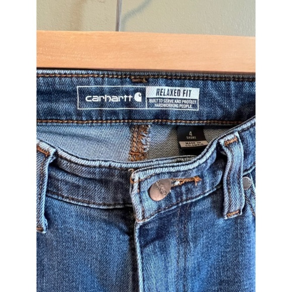 Carhartt Relaxed Fit Carpenter Jeans Medium Wash Blue Denim Womens 4 - Picture 3 of 6